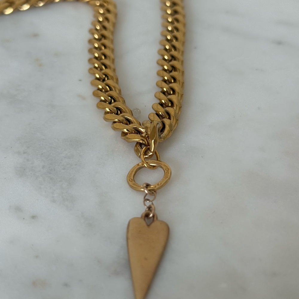 Gold Chain Necklace with Heart Pendant